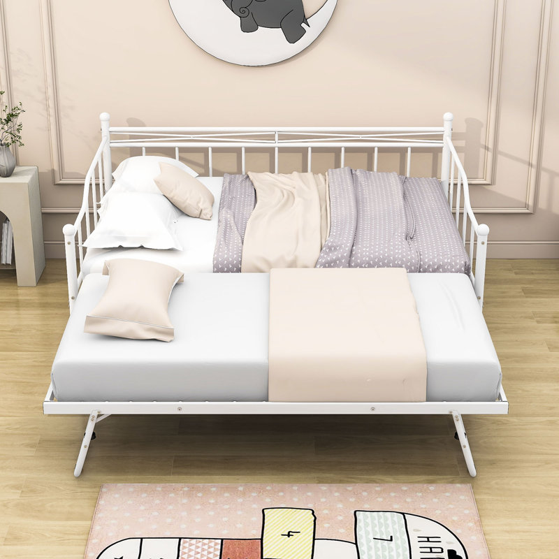 Gracie Oaks Rhyn Full Size Metal Daybed with Trundle Wayfair